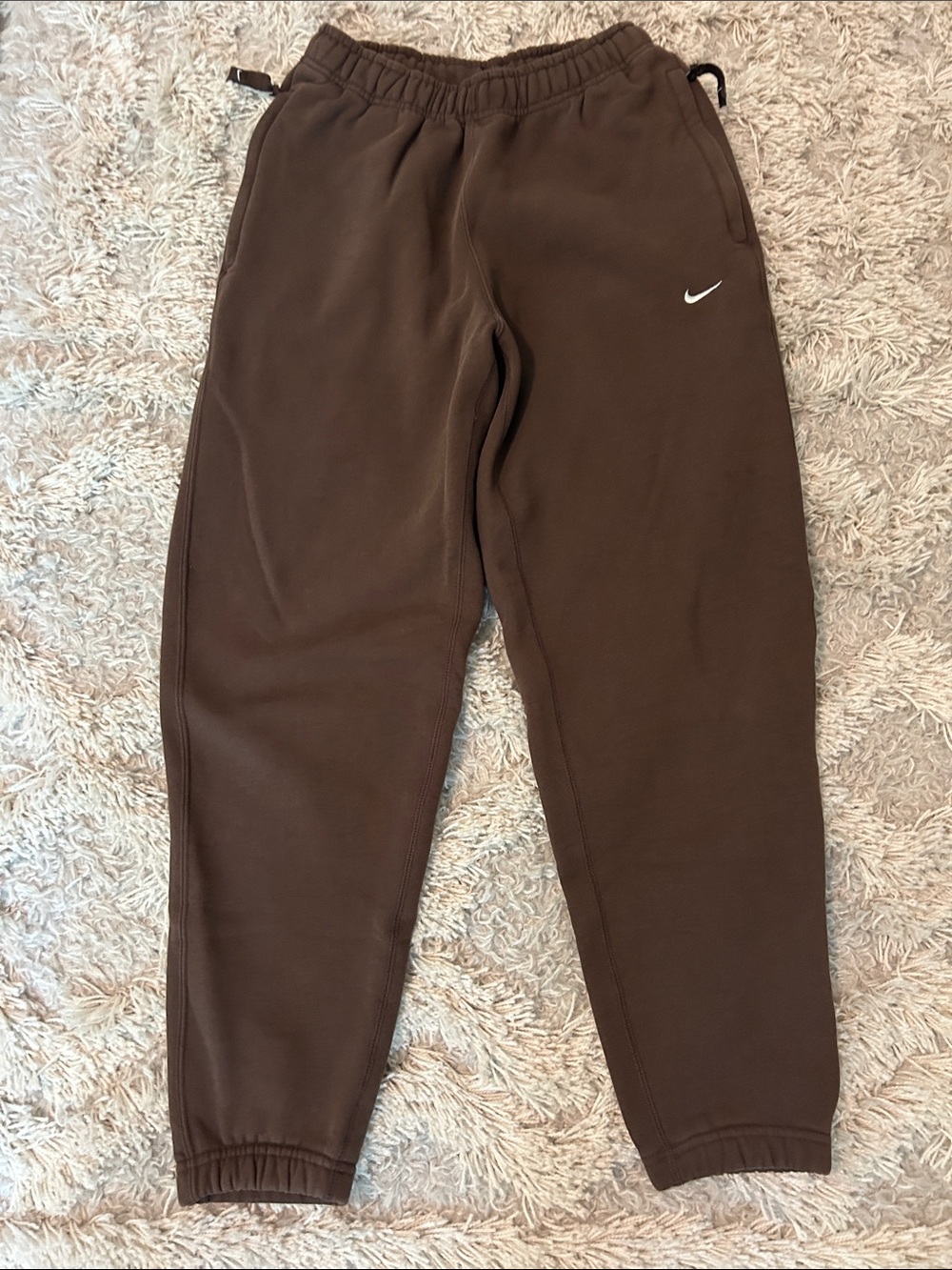 Nike Brown Swoosh Fleece Joggers.